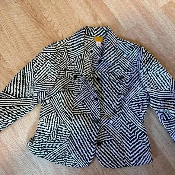 Ruby Rd Geometric Printed Button Up Jacket Size 12 - Picture 4 of 5